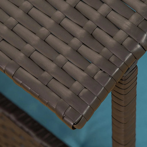 Wicker Dog House Elevated Raised Rattan Bed for Indoor/Outdoor with Removable Cushion Lounge, Blue Default -DTYStore