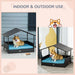 Wicker Dog House Elevated Raised Rattan Bed for Indoor/Outdoor with Removable Cushion Lounge, Blue - DTY Store
