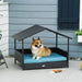 Wicker Dog House Elevated Raised Rattan Bed for Indoor/Outdoor with Removable Cushion Lounge, Blue - DTY Store