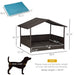Wicker Dog House Elevated Raised Rattan Bed for Indoor/Outdoor with Removable Cushion Lounge, Blue Pet Beds & Furniture, Pet Supplies, searchfilter_Pet Supplies| DTY Store