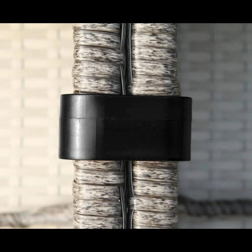 Wicker Patio Sofa Set for 4 with Cushions and Glass Table, Weather-Resistant, Brown/Gray Default -DTYStore