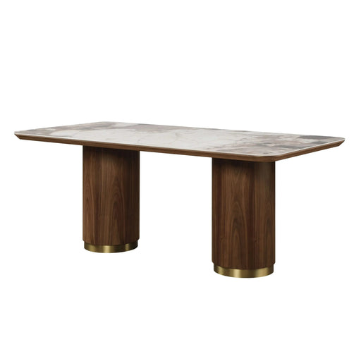 Willene Ceramic Top & Walnut Finish Dining Table Default -DTYStore