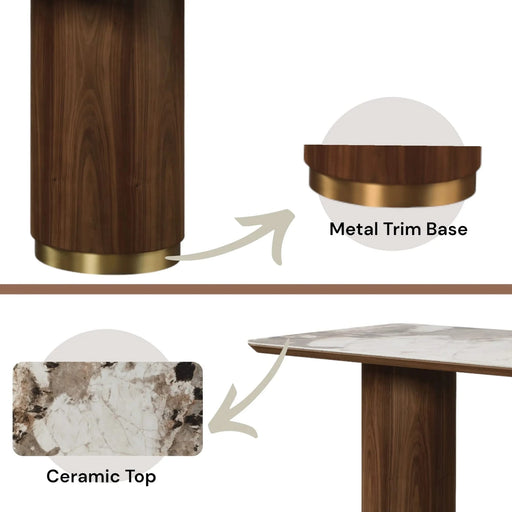 Willene Ceramic Top & Walnut Finish Dining Table Default -DTYStore