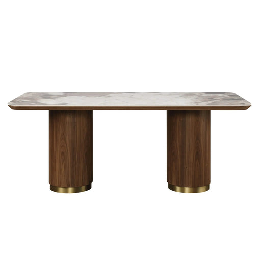 Willene Ceramic Top & Walnut Finish Dining Table Default -DTYStore