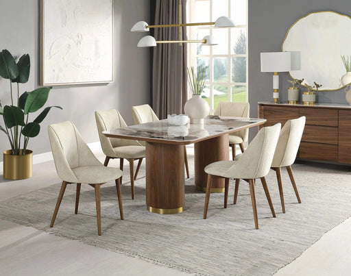 Willene Ceramic Top & Walnut Finish Dining Table Default -DTYStore