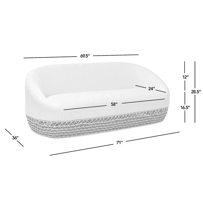 Willow 71' Upholstered Woven Patio Deep Seating Sofa, Golden Brown Wicker Frame, Wheat Beige Default -DTYStore