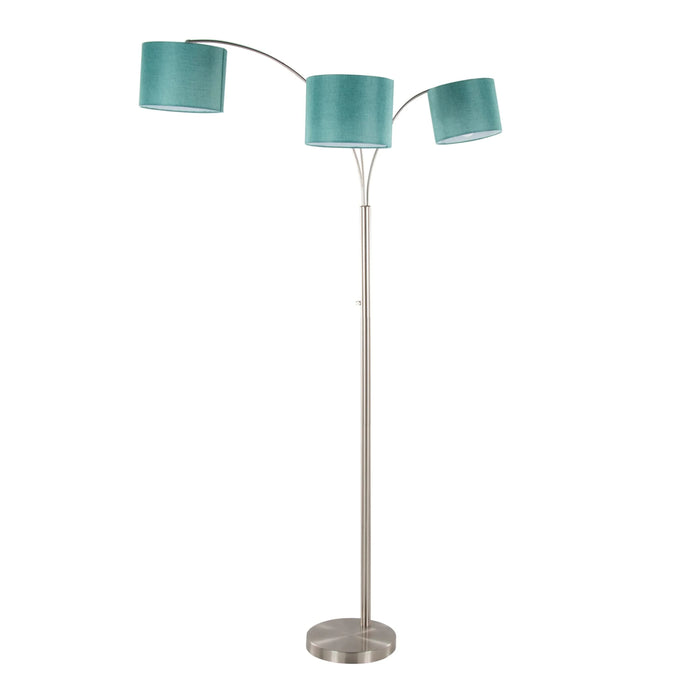 Willow Trio 84' Contemporary Metal Floor Lamp in Brushed Nickel and Turquoise Linen from Grandview Gallery by LumiSource Default -DTYStore
