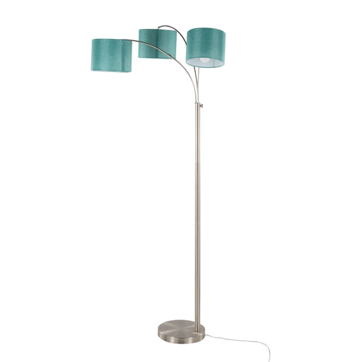 Willow Trio 84' Contemporary Metal Floor Lamp in Brushed Nickel and Turquoise Linen from Grandview Gallery by LumiSource Default -DTYStore