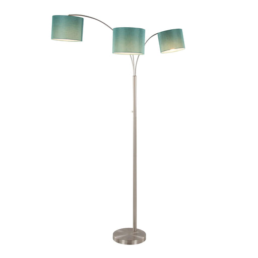 Willow Trio 84' Contemporary Metal Floor Lamp in Brushed Nickel and Turquoise Linen from Grandview Gallery by LumiSource Default -DTYStore