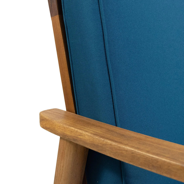 Willowbrook Teak Brown 4-Piece Wood Outdoor Patio Conversation Seating Set with Dark Teal Cushions Default -DTYStore