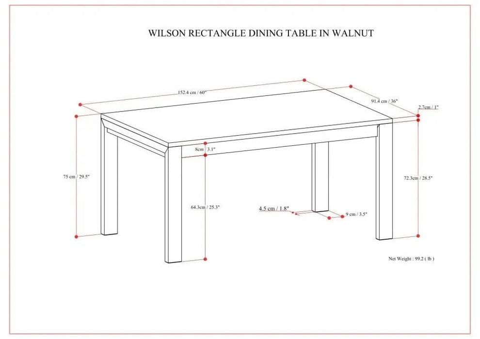 Wilson Dining Table in Walnut Veneer Default -DTYStore
