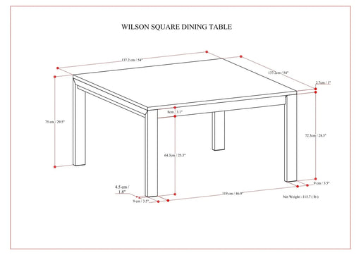 Wilson Square Dining Table Default -DTYStore