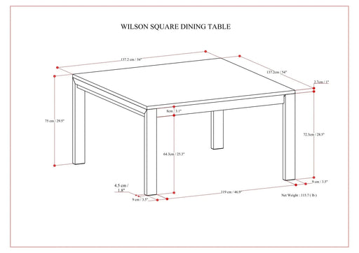 Wilson Square Dining Table Default -DTYStore