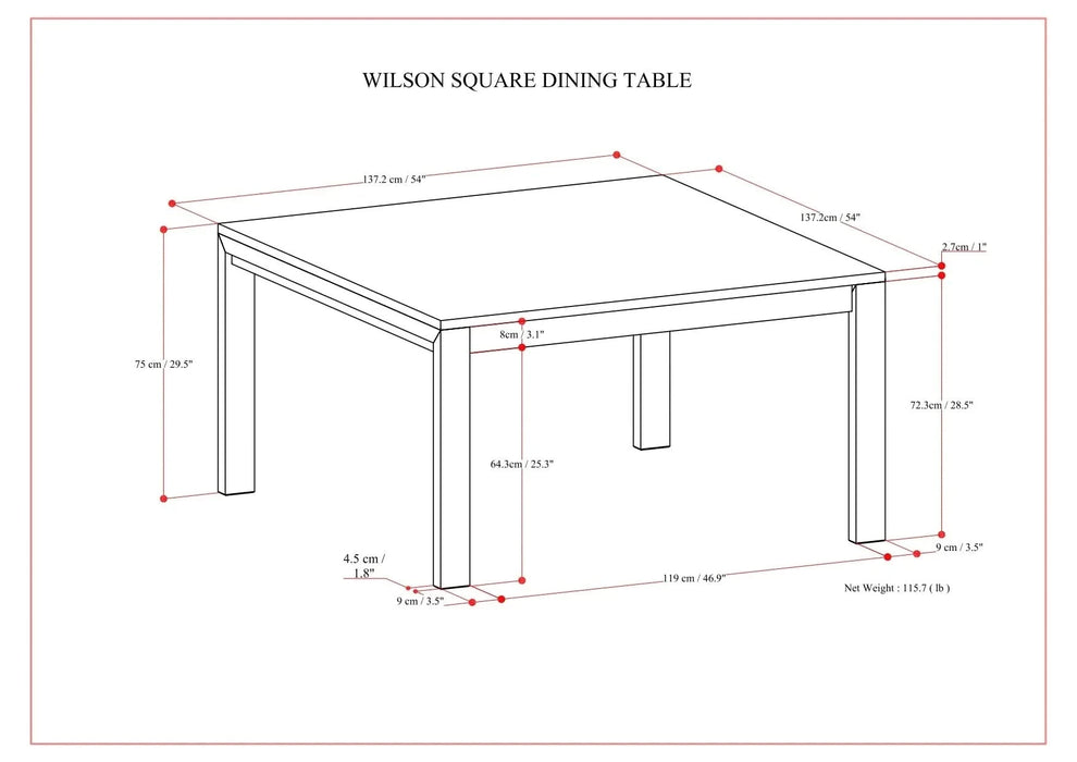 Wilson Square Dining Table Default -DTYStore
