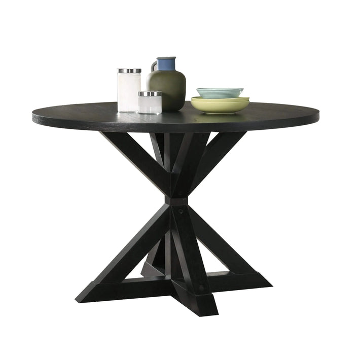 Windvale Cross-Buck Base Dining Table in Black Default -DTYStore