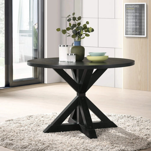 Windvale Cross-Buck Base Dining Table in Black Default -DTYStore