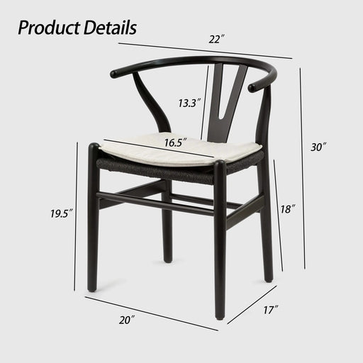 Wishbone Chairs for Dining Room,Soild Wood Weave Dining Chair,Armchair,Fully Assembled,Set of 2 Default -DTYStore