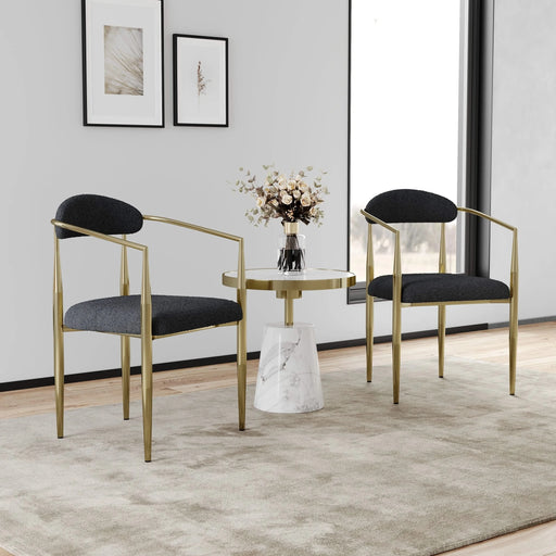 Woker Dining Chairs Set of 2, Mid-Century Modern Dining Chairs, Kitchen Dining Room Chairs, Round Boucle Backrest Sherpa Dining Chair with Black Metal Legs Default -DTYStore