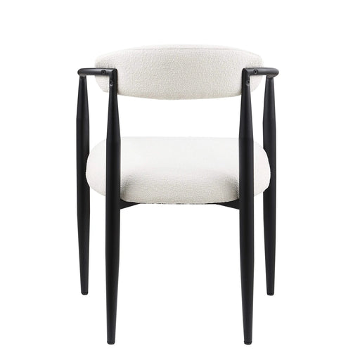 Woker Dining Chairs Set of 2, Mid-Century Modern Dining Chairs, Kitchen Dining Room Chairs, Round Boucle Backrest Sherpa Dining Chair with Black Metal Legs Default -DTYStore