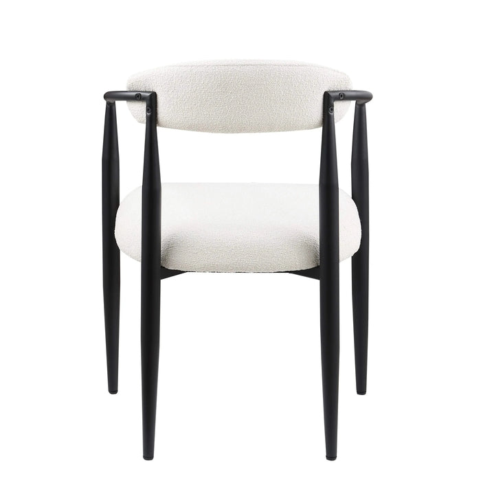 Woker Dining Chairs Set of 2, Mid-Century Modern Dining Chairs, Kitchen Dining Room Chairs, Round Boucle Backrest Sherpa Dining Chair with Black Metal Legs Default -DTYStore