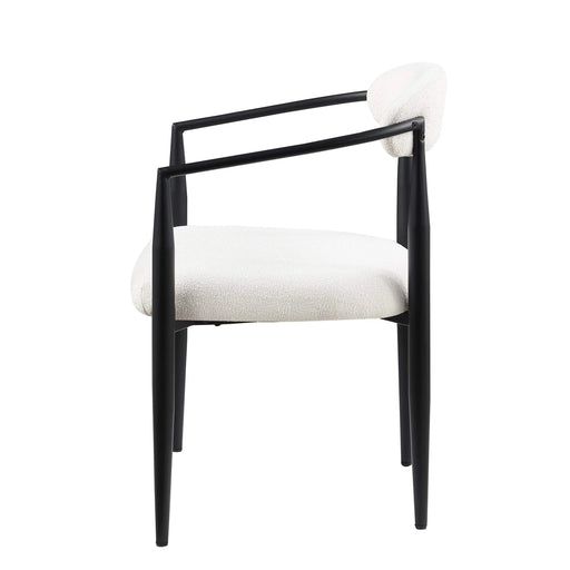 Woker Dining Chairs Set of 2, Mid-Century Modern Dining Chairs, Kitchen Dining Room Chairs, Round Boucle Backrest Sherpa Dining Chair with Black Metal Legs Default -DTYStore