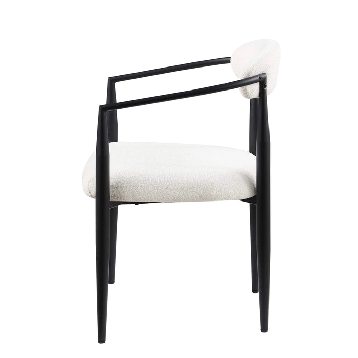 Woker Dining Chairs Set of 2, Mid-Century Modern Dining Chairs, Kitchen Dining Room Chairs, Round Boucle Backrest Sherpa Dining Chair with Black Metal Legs Default -DTYStore