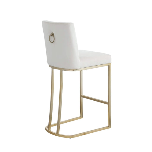 Woker Furniture Bar Stools Set of 2 Counter Height 26' Bar Stools with Back, Gold Brushed Barstools Modern Velvet Fabric Kitchen Stools for Counter Pub, Upholstered Dining Chairs - Creamy White Default -DTYStore