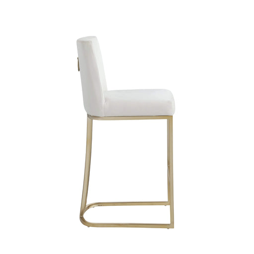 Woker Furniture Bar Stools Set of 2 Counter Height 26' Bar Stools with Back, Gold Brushed Barstools Modern Velvet Fabric Kitchen Stools for Counter Pub, Upholstered Dining Chairs - Creamy White Default -DTYStore