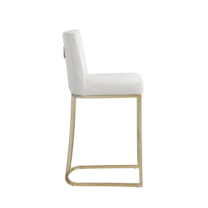 Woker Furniture Bar Stools Set of 2 Counter Height 26' Bar Stools with Back, Gold Brushed Barstools Modern Velvet Fabric Kitchen Stools for Counter Pub, Upholstered Dining Chairs - Creamy White Default -DTYStore