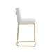 Woker Furniture Bar Stools Set of 2 Counter Height 26' Bar Stools with Back, Gold Brushed Barstools Modern Velvet Fabric Kitchen Stools for Counter Pub, Upholstered Dining Chairs - Creamy White Default -DTYStore