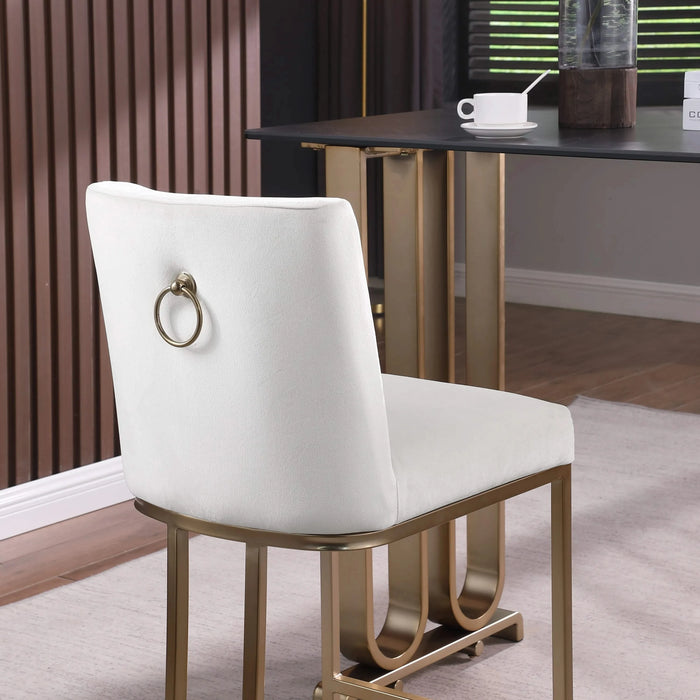 Woker Furniture Bar Stools Set of 2 Counter Height 26' Bar Stools with Back, Gold Brushed Barstools Modern Velvet Fabric Kitchen Stools for Counter Pub, Upholstered Dining Chairs - Creamy White Default -DTYStore