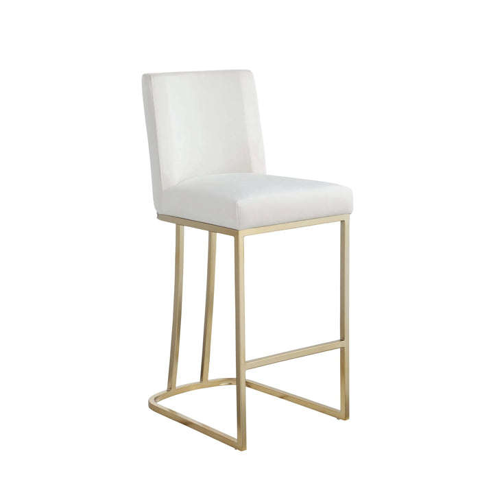 Woker Furniture Bar Stools Set of 2 Counter Height 26' Bar Stools with Back, Gold Brushed Barstools Modern Velvet Fabric Kitchen Stools for Counter Pub, Upholstered Dining Chairs - Creamy White Default -DTYStore