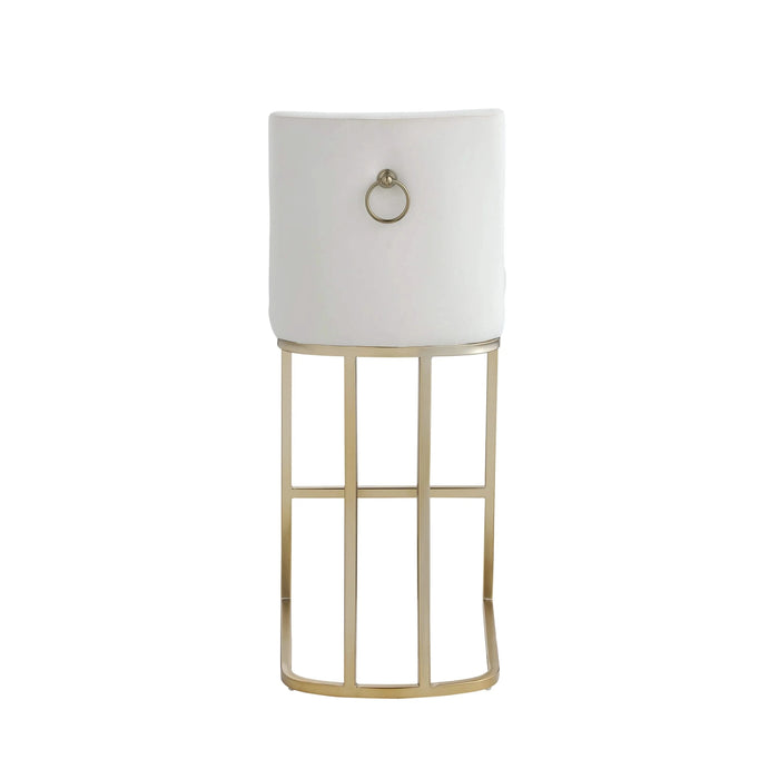 Woker Furniture Bar Stools Set of 2 Counter Height 26' Bar Stools with Back, Gold Brushed Barstools Modern Velvet Fabric Kitchen Stools for Counter Pub, Upholstered Dining Chairs - Creamy White Default -DTYStore