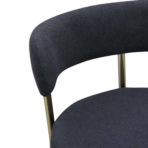 Woker Furniture Modern Sherpa Counter Height Stools Set of 2, Uphsoltered 26' Seat Height Barstools with Brushed Brass Metal Legs Round Low Back Kitchen Stools with Footrest for Dining Room, Black Default -DTYStore