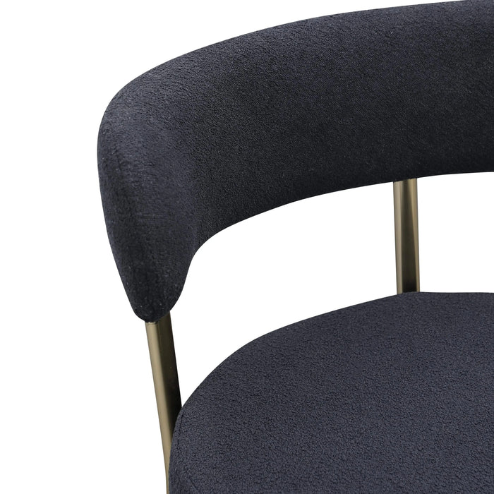 Woker Furniture Modern Sherpa Counter Height Stools Set of 2, Uphsoltered 26' Seat Height Barstools with Brushed Brass Metal Legs Round Low Back Kitchen Stools with Footrest for Dining Room, Black Default -DTYStore