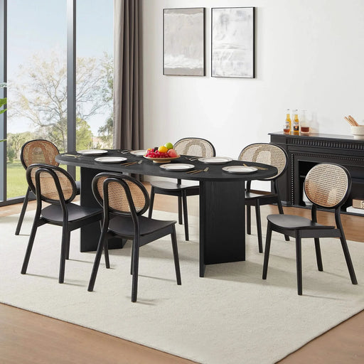 Wood Dining Table Kitchen Table Small Space Dining Table black desk top Default -DTYStore