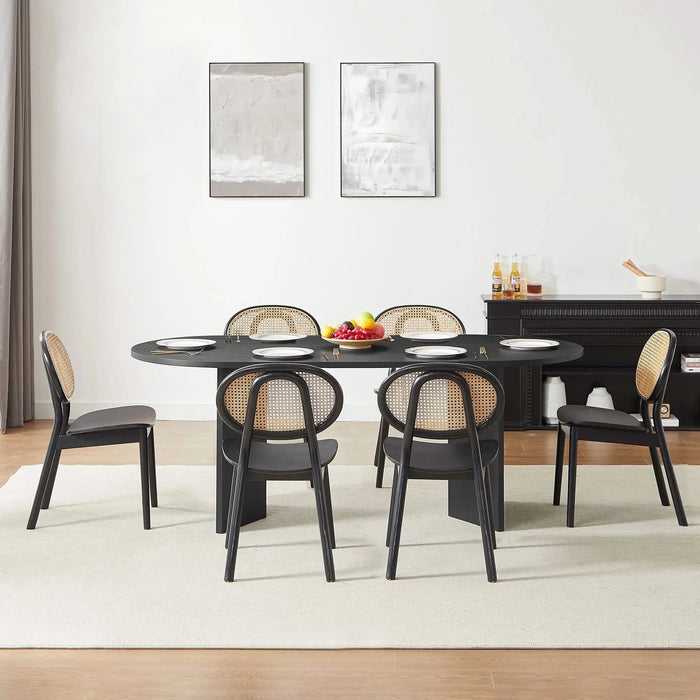 Wood Dining Table Kitchen Table Small Space Dining Table black desk top Default -DTYStore