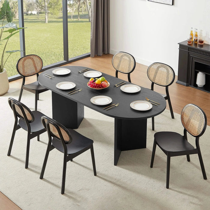 Wood Dining Table Kitchen Table Small Space Dining Table black desk top Default -DTYStore