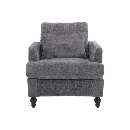 Wood Frame Armchair, Modern Accent Chair Lounge Chair for Living Room,Tufted Club Chair, Mid Century Modern Arm Chairs with Studded, Solid Wood Frame, for Bedroom, Reading (Gray Chenille) Default -DTYStore