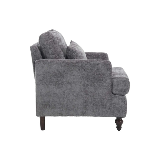 Wood Frame Armchair, Modern Accent Chair Lounge Chair for Living Room,Tufted Club Chair, Mid Century Modern Arm Chairs with Studded, Solid Wood Frame, for Bedroom, Reading (Gray Chenille) Default -DTYStore