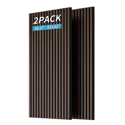 Wood Panels for Wall Slat Wall Panels, 2PC Wood Slat Acoustic Panels for Wall and Ceiling - 3D Fluted Sound Absorbing Panel with Three Sides Fully Wrapped on Wood Finish -45.27''X23.62''(Dark walnut) Default -DTYStore