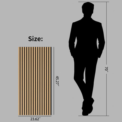 Wood Panels for Wall Slat Wall Panels, 2PC Wood Slat Acoustic Panels for Wall and Ceiling - 3D Fluted Sound Absorbing Panel with Three Sides Fully Wrapped on Wood Finish -45.27''X23.62''(White Oak) Default -DTYStore