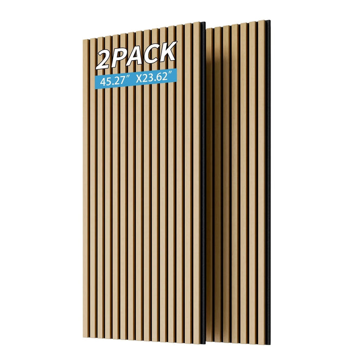 Wood Panels for Wall Slat Wall Panels, 2PC Wood Slat Acoustic Panels for Wall and Ceiling - 3D Fluted Sound Absorbing Panel with Three Sides Fully Wrapped on Wood Finish -45.27''X23.62''(White Oak) Default -DTYStore