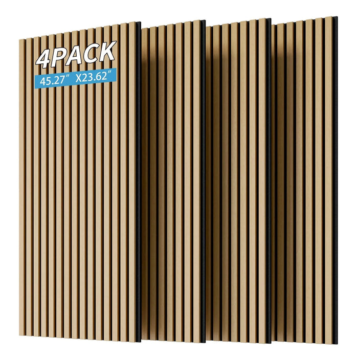 Wood Panels for Wall Slat Wall Panels, 4PC Wood Slat Acoustic Panels for Wall and Ceiling - 3D Fluted Sound Absorbing Panel with Three Sides Fully Wrapped on Wood Finish -45.27''X23.62''(White Oak) Default -DTYStore