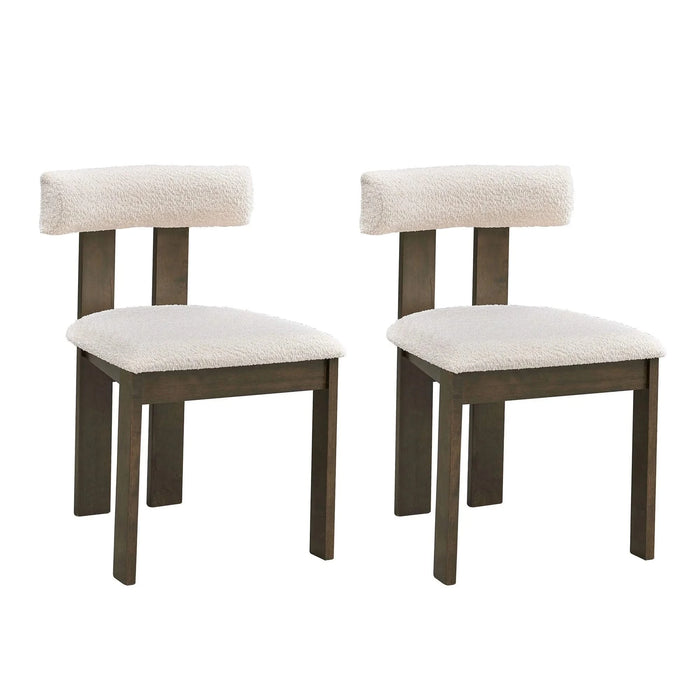 Wooden Dining Chairs Set of 2, Modern Boucle Upholstered Kitchen Side Chairs,Mid Century Modern Kitchen Chairs with Open Back Farmhouse Wooden Side Chairs for Dining Room,Living Room,Restaurant Default -DTYStore