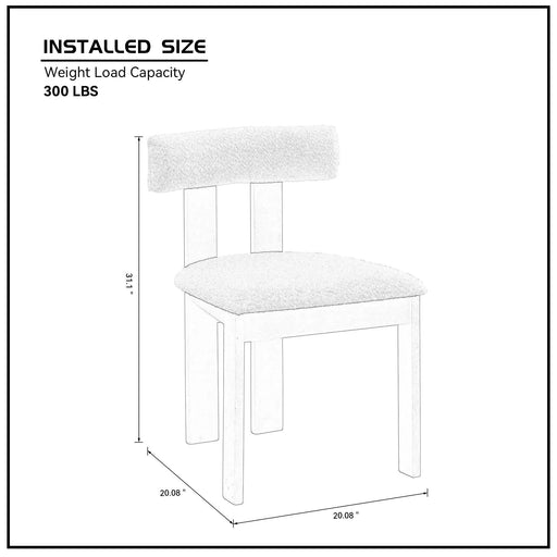 Wooden Dining Chairs Set of 2, Modern Boucle Upholstered Kitchen Side Chairs,Mid Century Modern Kitchen Chairs with Open Back Farmhouse Wooden Side Chairs for Dining Room,Living Room,Restaurant Default -DTYStore