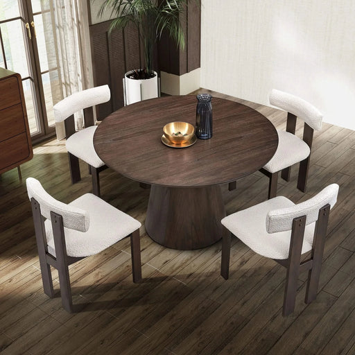 Wooden Dining Chairs Set of 2, Modern Boucle Upholstered Kitchen Side Chairs,Mid Century Modern Kitchen Chairs with Open Back Farmhouse Wooden Side Chairs for Dining Room,Living Room,Restaurant Default -DTYStore