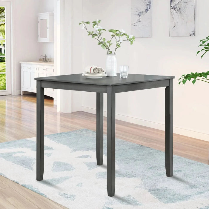 Wooden Dining Square Table, Kitchen Table for Small Space, 4 Person Counter Height Table, Gray, ONLY THE TABLE Default -DTYStore