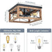 Wooden Flush Mount Ceiling Lights, 4-Light Farmhouse Close to Ceiling Lighting Fixtures Black Ceiling Lamp for Kitchen Island Living Room Bedroom Hallway Laundry Entryway Default -DTYStore
