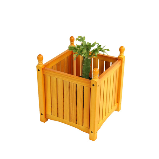 Wooden Square Outdoor Flower and Herb Pot - Teak Finish, Wood, 15.75 x 15.75 x 18.50 inches Default -DTYStore